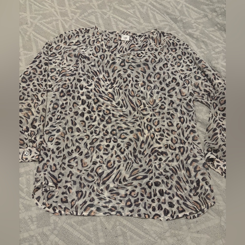 Cabi Women’s XL Long Sleeve Blouse Cheetah Print